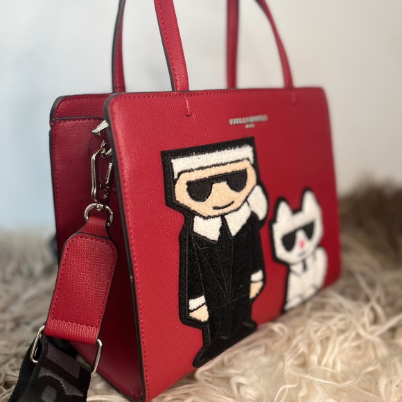 ❌SOLD❌ Karl Lagerfeld Paris Maybelle Red Top Handle Satchel Crossbody Bag NWT - Picture 4 of 9